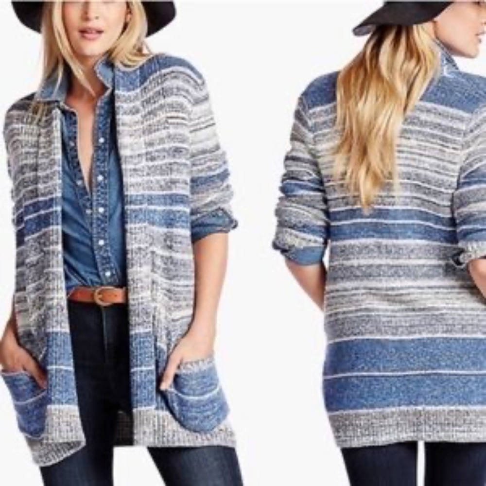 Lucky Brand Long Open Blue Duster Cardigan
